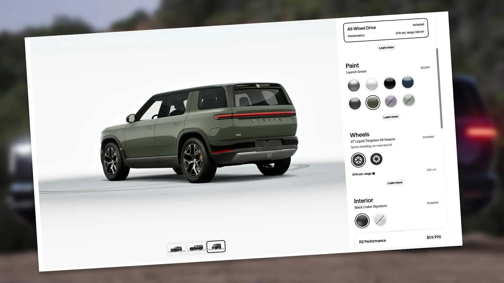 Rivian Opens R2 Configurator With Full Pricing and Options